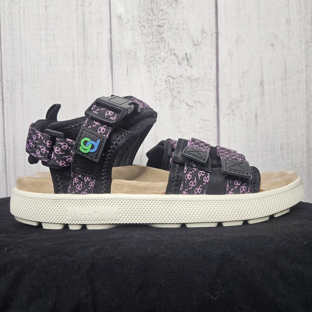 Pink and Black Sporty Sandals with Adjustable Straps